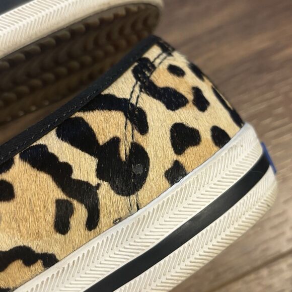 Kate Spade x Keds Sneakers Genuine Leather Leopard Print Calf Hair Slip On 6.5 - Picture 8 of 11